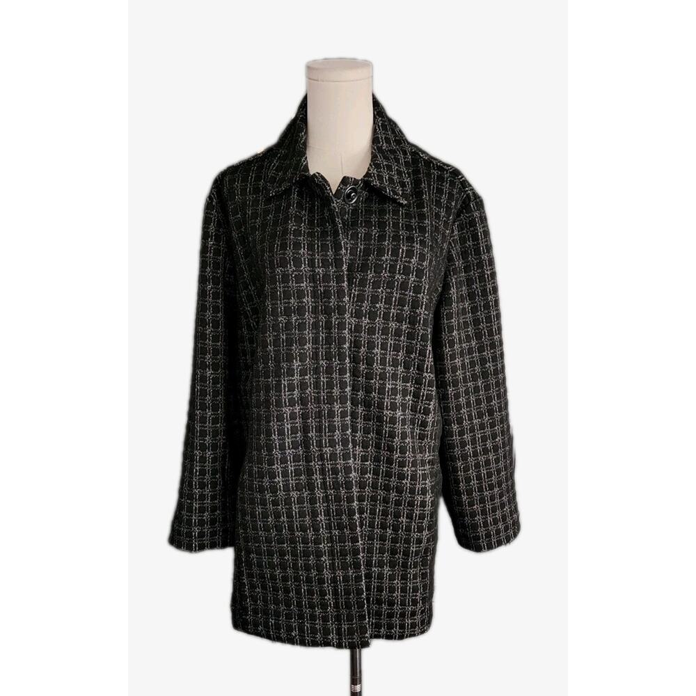 NWT Chicos Jacket Womens 3 16/18 Jacquard Textured Longline Snap Button Coat
